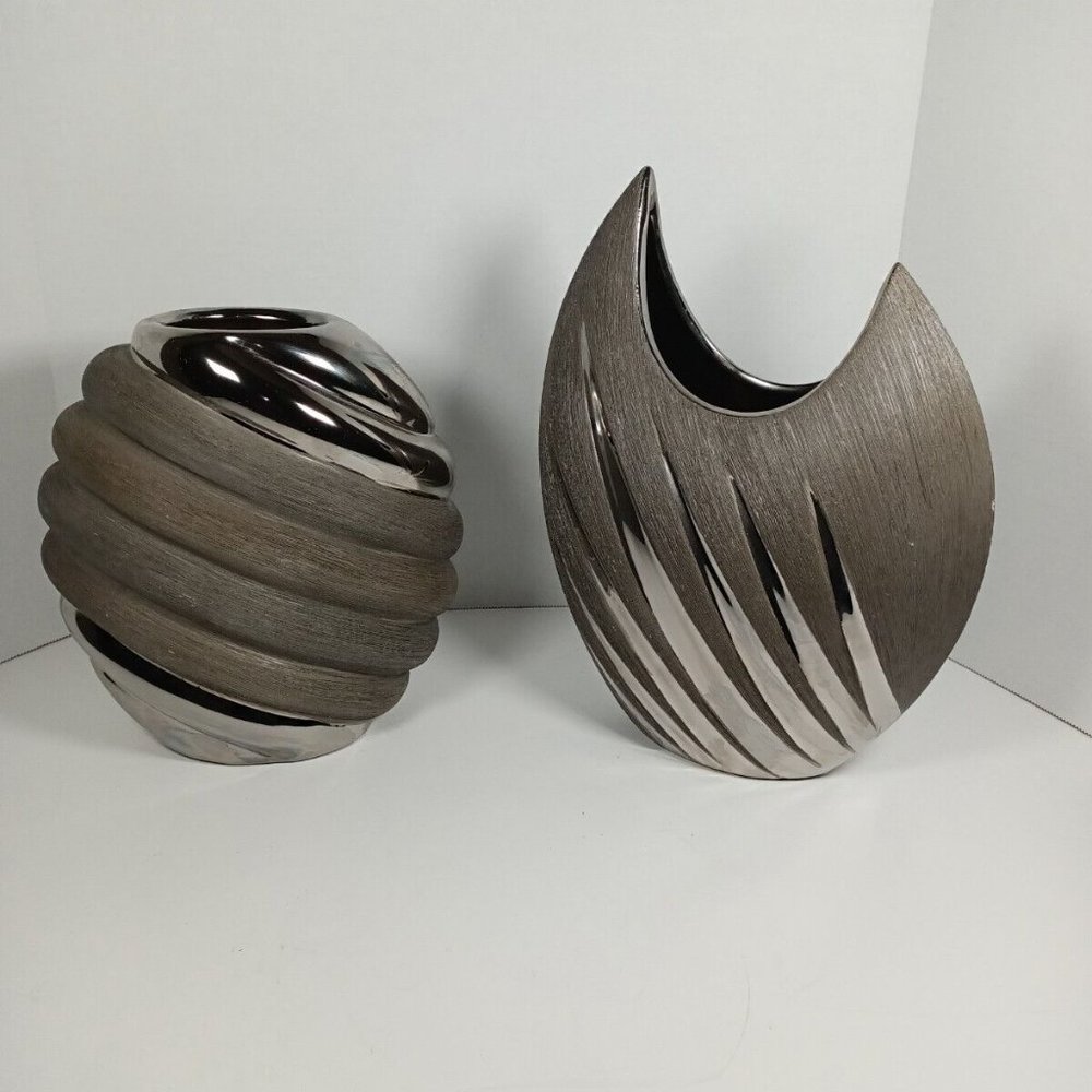 Ceramic And Metal Modern Art Vase Set Table Pieces